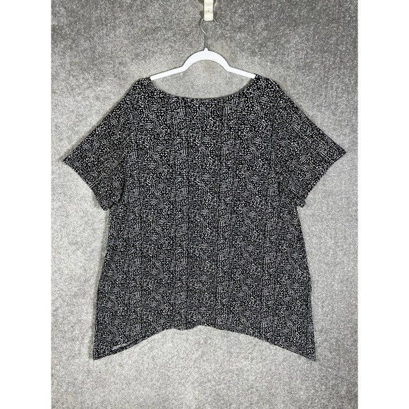 Croft & Barrow Black Textured Abstract Sharkbite Hem Top Womens‎ Size 3X Stretch - Picture 2 of 15